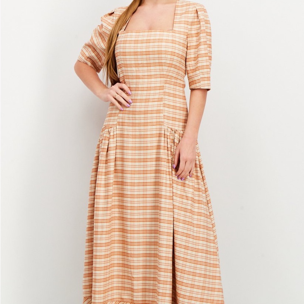 Jonathan Simkhai Greer Tailored Plaid Button-Front Maxi Dress Size 8